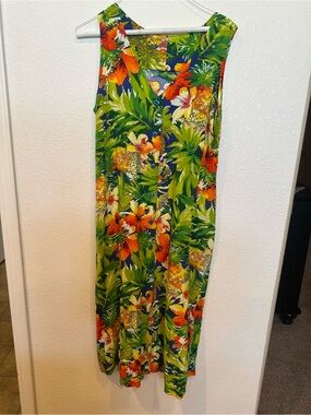 Tropical Floral Maxi Dress - Green Multi